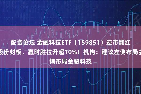 配资论坛 金融科技ETF(159851)逆市翻红,翠微股份封板,赢时胜拉升超10%!机构:建议左侧布局金融科技